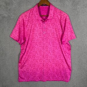 G/Fore Polo Shirt Mens Large Pink Floral Pattern Golf Performance